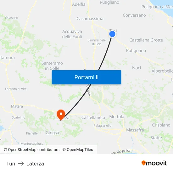 Turi to Laterza map