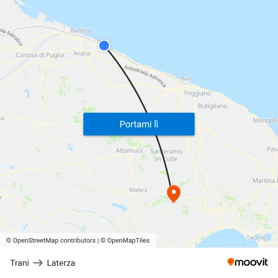 Trani to Laterza map