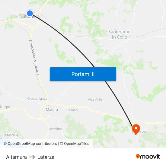 Altamura to Laterza map