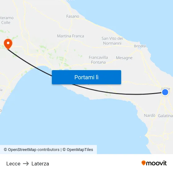 Lecce to Laterza map