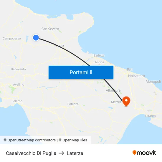 Casalvecchio Di Puglia to Laterza map