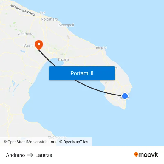 Andrano to Laterza map