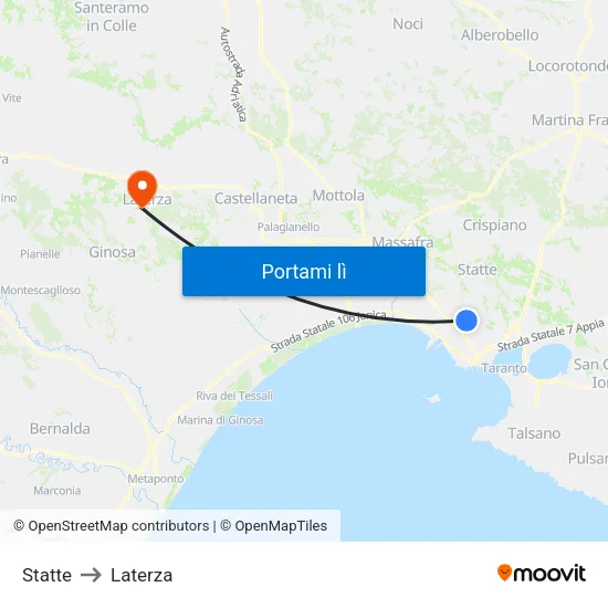 Statte to Laterza map
