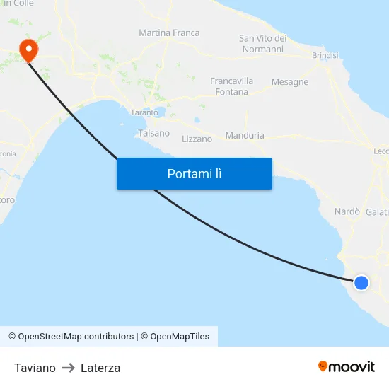 Taviano to Laterza map