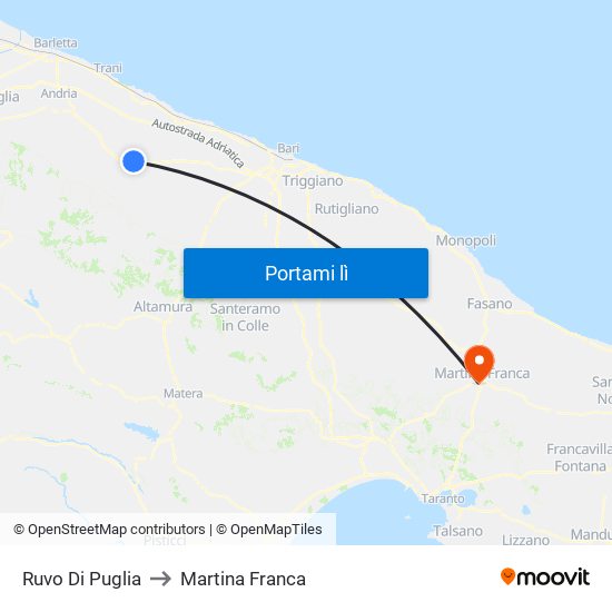 Ruvo Di Puglia to Martina Franca map