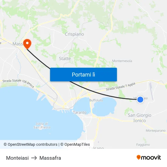Monteiasi to Massafra map
