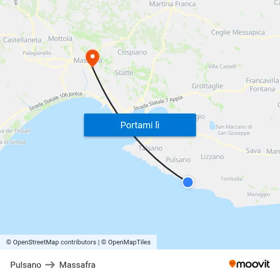 Pulsano to Massafra map
