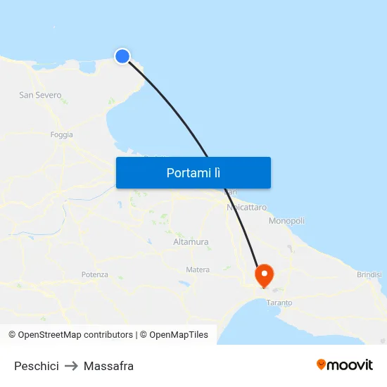 Peschici to Massafra map