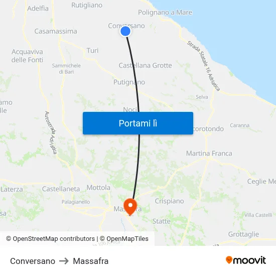 Conversano to Massafra map