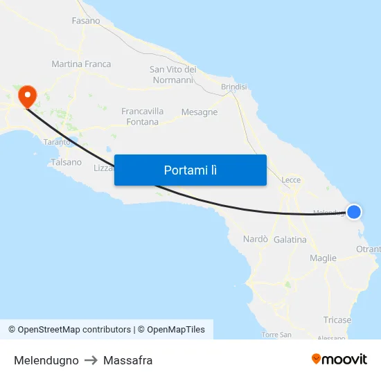 Melendugno to Massafra map