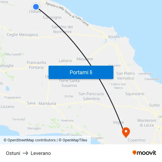 Ostuni to Leverano map