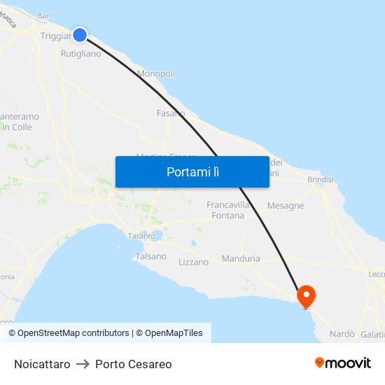 Noicattaro to Porto Cesareo map