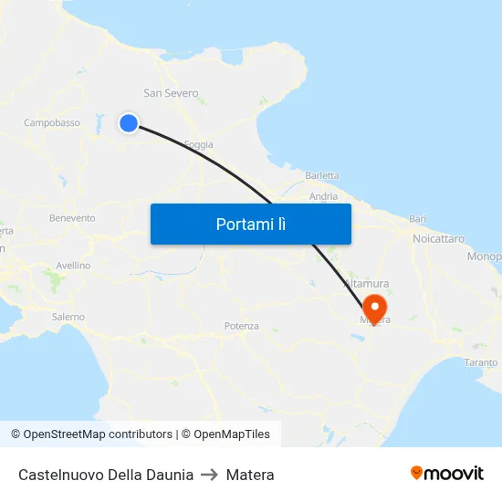 Castelnuovo Della Daunia to Matera map