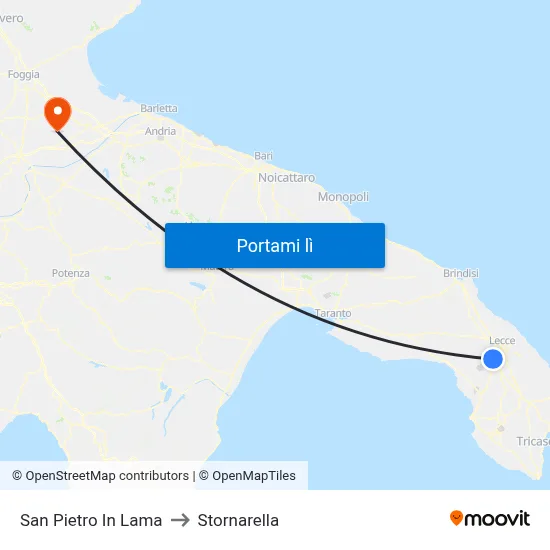 San Pietro In Lama to Stornarella map