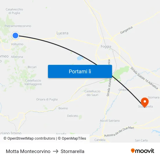 Motta Montecorvino to Stornarella map