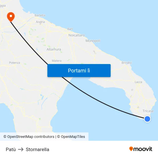 Patù to Stornarella map