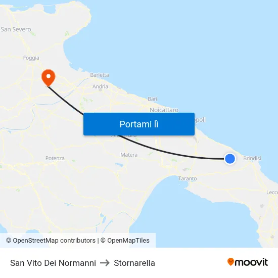 San Vito Dei Normanni to Stornarella map