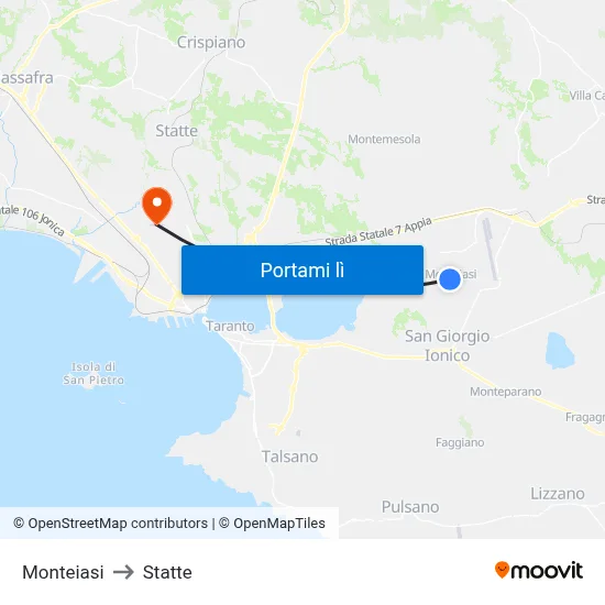 Monteiasi to Statte map