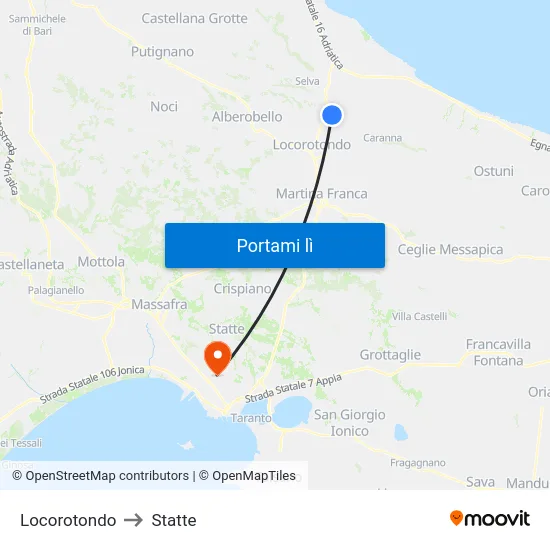Locorotondo to Statte map