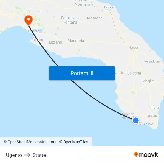 Ugento to Statte map