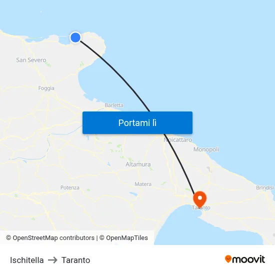 Ischitella to Taranto map