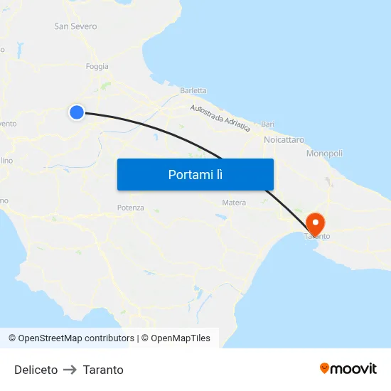 Deliceto to Taranto map