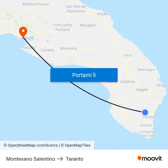 Montesano Salentino to Taranto map