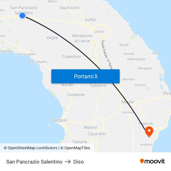 San Pancrazio Salentino to Diso map