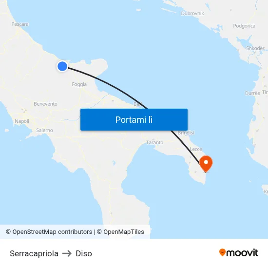 Serracapriola to Diso map
