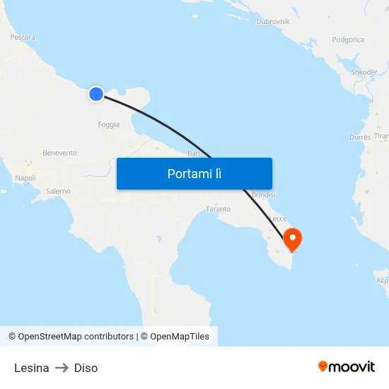 Lesina to Diso map