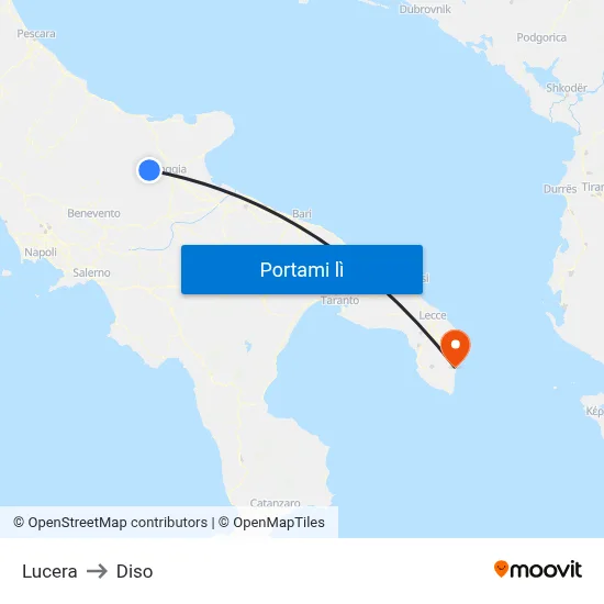 Lucera to Diso map