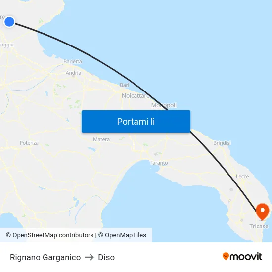 Rignano Garganico to Diso map