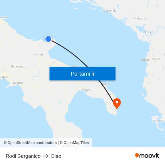 Rodi Garganico to Diso map