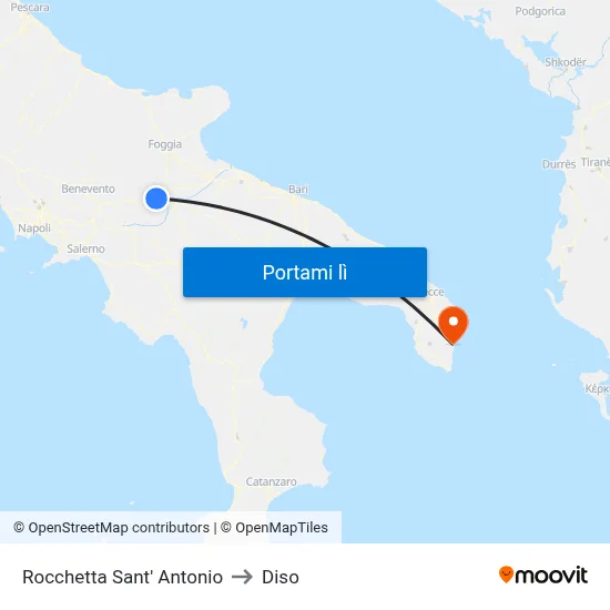 Rocchetta Sant' Antonio to Diso map