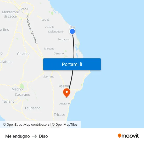 Melendugno to Diso map