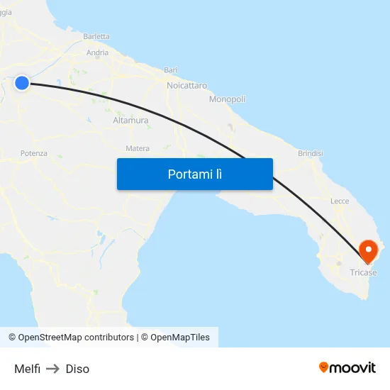 Melfi to Diso map