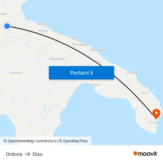 Ordona to Diso map