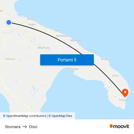 Stornara to Diso map