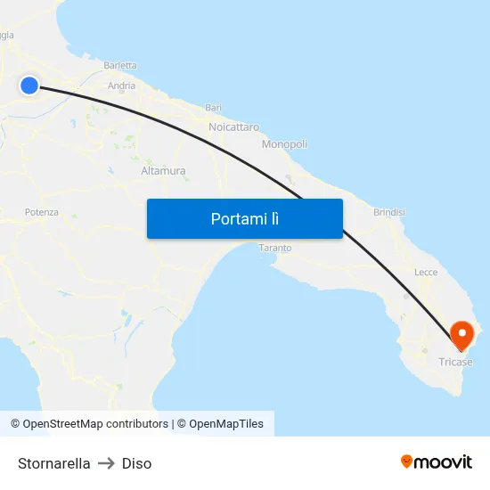 Stornarella to Diso map