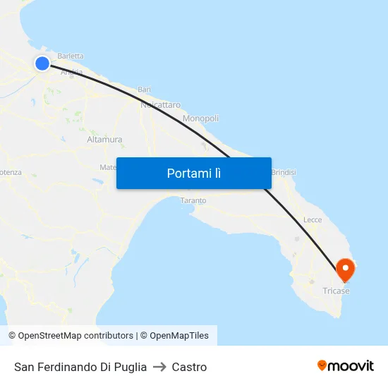 San Ferdinando Di Puglia to Castro map