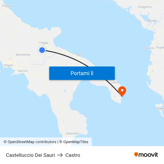 Castelluccio Dei Sauri to Castro map