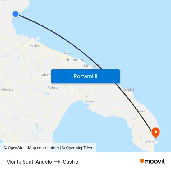 Monte Sant' Angelo to Castro map