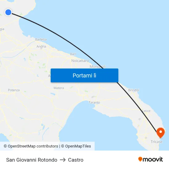 San Giovanni Rotondo to Castro map