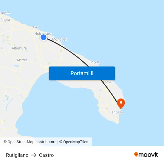 Rutigliano to Castro map