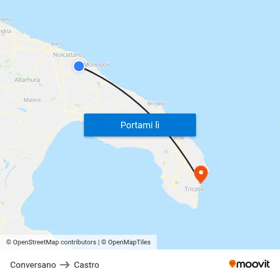 Conversano to Castro map
