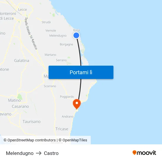 Melendugno to Castro map