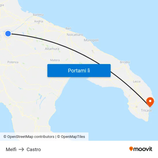 Melfi to Castro map
