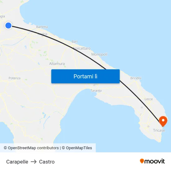 Carapelle to Castro map