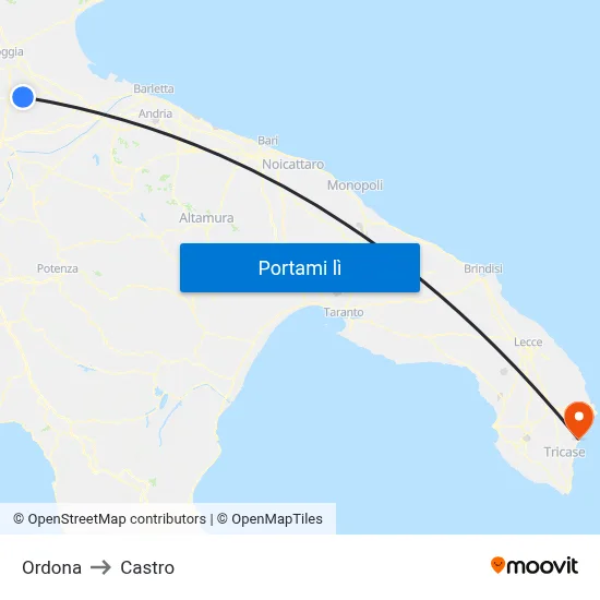 Ordona to Castro map