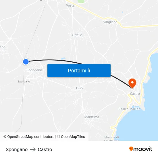 Spongano to Castro map